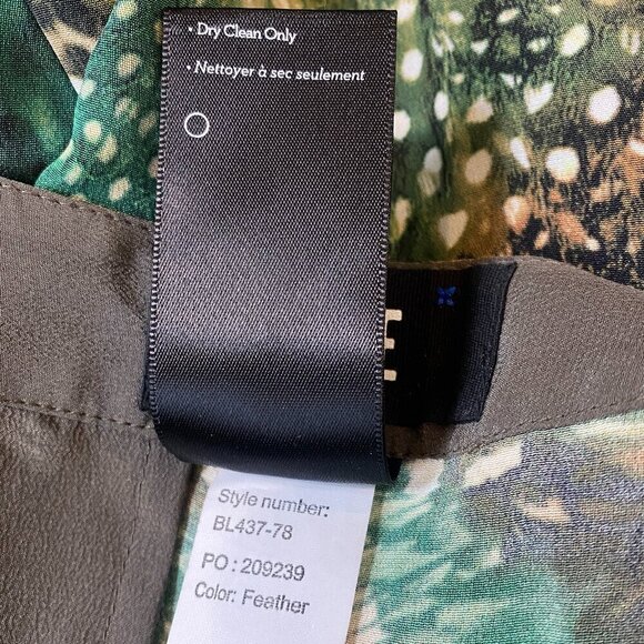 Paige Silk Animal Feather Print Trouser Pants Womens Sz 6 Green Brown #71P - Picture 10 of 10
